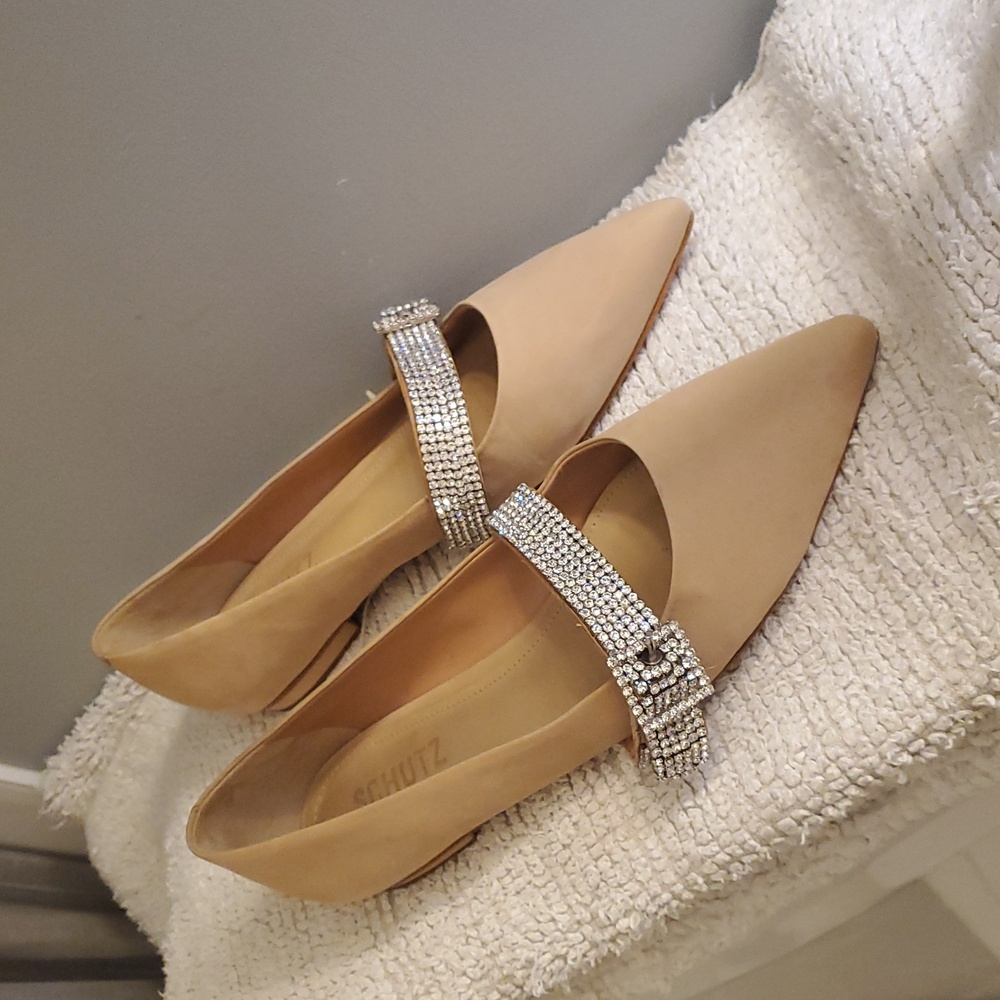 Schutz Tishara ballerina flat sparkly Rhinestones - Picture 2 of 5